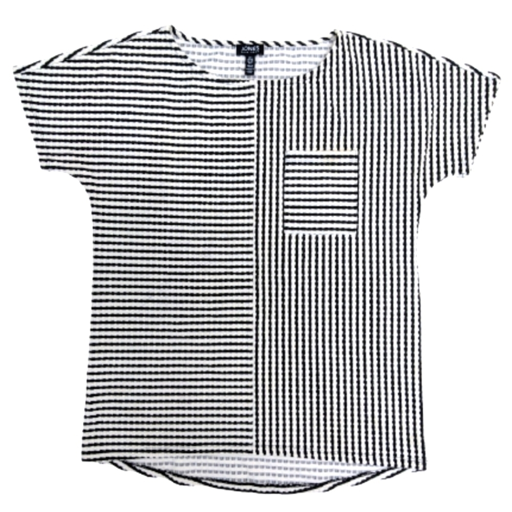 Jones New York women's black and white striped waffle knit top size S